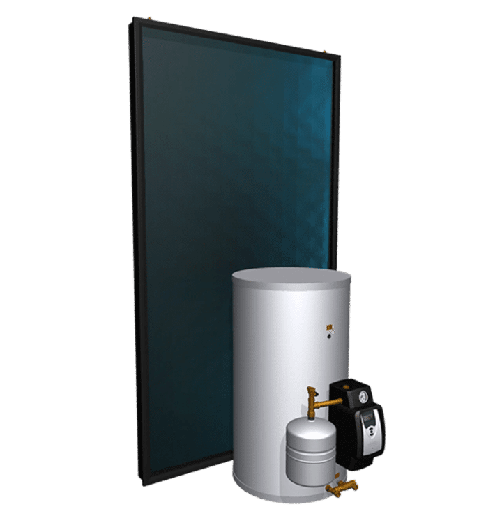 Hoofd foto van de ATAG CBsolar II 120 liter staande zonneboiler met 3,2m2 collector